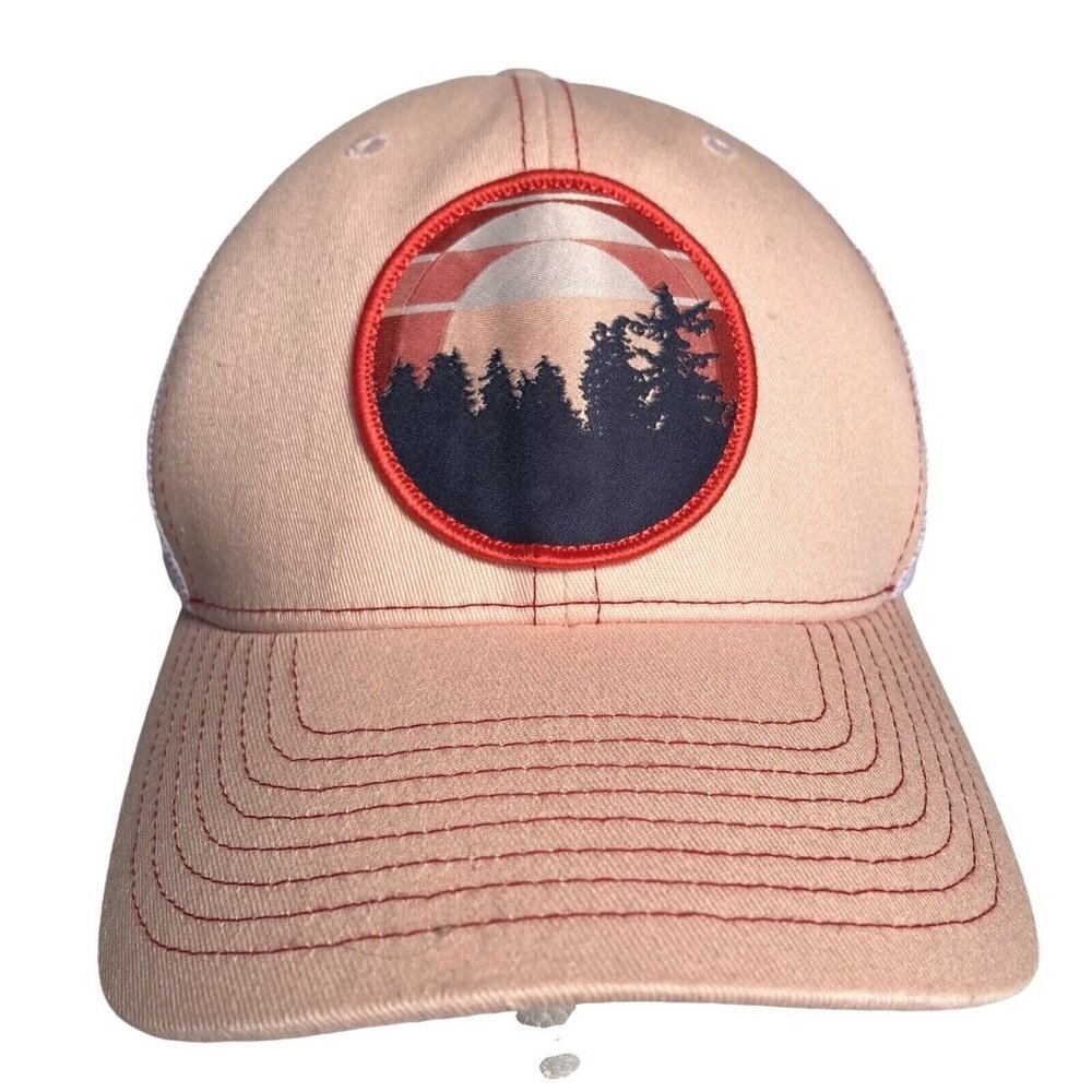 Columbia Sunset Baseball Hat Adjustable Snapback Mesh Back Orange White